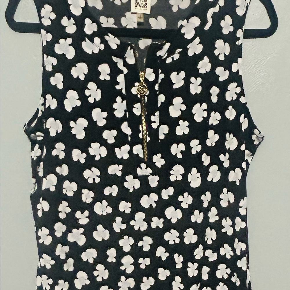 Anne Klein Black and White Polo Tank Top
